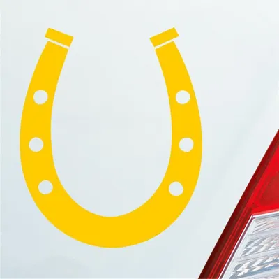 Produktbild von Auto Aufkleber Hufeisen Glück auf Pferd Pony Horse 12x10 cm Gelb Sticker Heckscheibenaufkleber