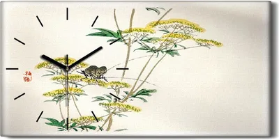 Produktbild von Dekor Leinwand Uhr Wandbilder 60x30 Malerei Asiatische Zweige Blumen Kunst - schwarze Hände