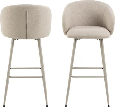 Produktbild von Barhocker >Eleanor< (2er-Set) 4-Fußgestell, in Stoff beige - 54x105x52 (BxHxT)