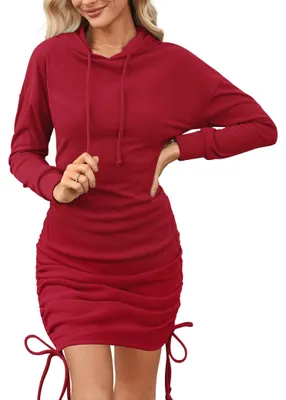 Produktbild von Damen Sweatkleid – Lange Ärmel mit Kapuze – Rot