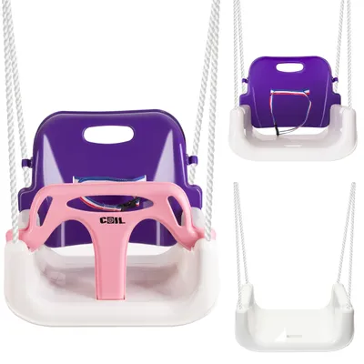 Produktbild von COIL Babyschaukel, Kinderschaukel, 3in1 Babysitz verstellbar und mit wachsend Schaukelsitz Gartenschaukel mit Rückenlehne und Anschnallgurt, Rosa