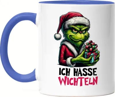 Produktbild von Ich hasse Wichteln Tasse Blau Anti Christmas Humor Wichtelgeschenk Sarkasmus