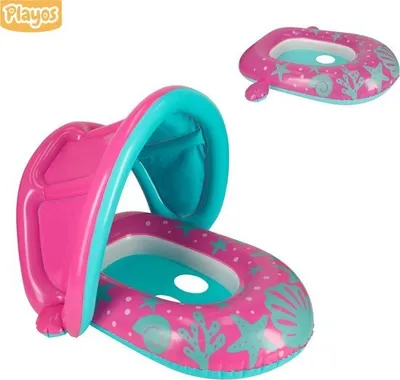 Produktbild von Playos® - Schwimmer mit Sonnenschirm - mit Sitz - Rosa - bis 18 kg - Kleinkind und Baby - Schwimmring - Babyschwimmer - Babyschwimmer - Schwimmtrainer - Aufblasbar - Schwimmstuhl - Schlauchboot - Schlauchboot
