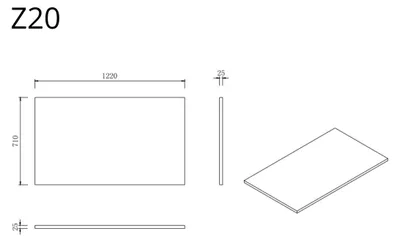 Produktbild von Wasophoogte Küchenarbeitsplatte Betonoptik - 122 x 71 x 2.5 cm - Hochwertige Arbeitsplatte - Furnierte Kanten