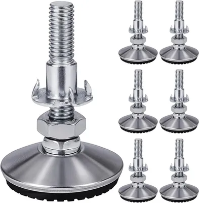 Produktbild von 6 verstellbare Stellfüße, M10 x 50 mm aus Edelstahl für Möbel