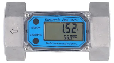 Obrázek produktu pro Digitální elektronický průtokoměr s turbínou, pro vodu, palivo, nerezová ocel, 2 palce, 35–250 l/min