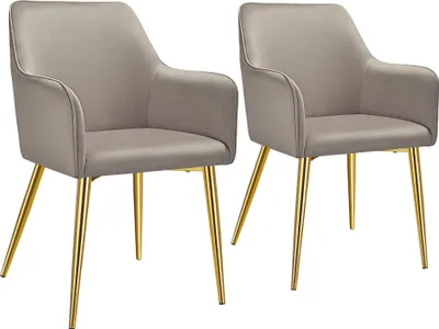 Image de Fauteuil AVANE aspect velours, rembourré - taupe, Lot de 2