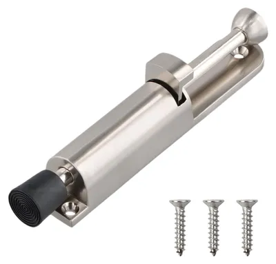 Produktbild von Verstellbarer Türstopper aus Edelstahl, freistehend mit Fußpedal und Sicherheitsfunktion, rostfreies Schraubschloss