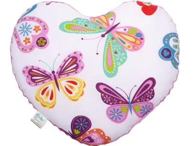 Produktbild von Kuschelkissen BOBO Baumwolle/Minky Kissen HERZ - Schmetterlinge