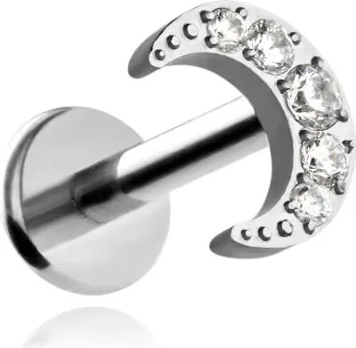 Produktbild von Titan-Labret-Mond mit weißen Zirkonen - Silber 1,2/6
