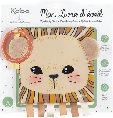 Immagine prodotto di Libro di attività Kaloo, leone bambino, giocattolo morbido per l'apprendimento