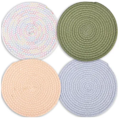 4er-Set runde geflochtene Platzsets, 25 cm, Tischschutz