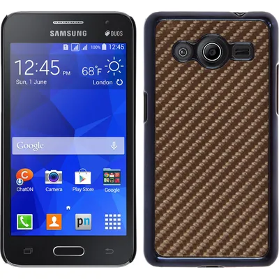 Produktbild von PhoneNatic Case kompatibel mit Samsung Galaxy Core 2 - Hülle bronze Carbonoptik Hard-case + 2 Schutzfolien