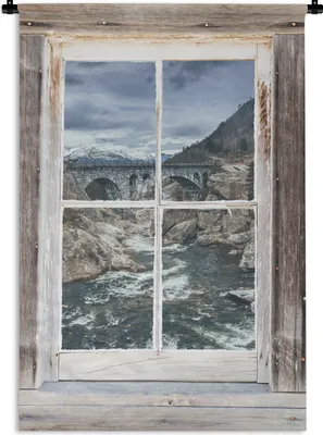 Produktbild von MuchoWow® Wandteppich Wandbehang Aussicht - Brücke - Wasser 90x135 cm Tapisserie Dekoration Wandtuch - Baumwolle - Wandskulptur