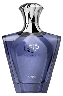 Productafbeelding van Afnan Perfumes Turathi Blue, mannenparfum, 90 ml, met topnoten van bergamot en mandarijn, hartnoten van amber en hout, en basisnoten van muskus, patchouli. Spray