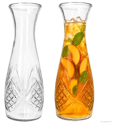 Zdjęcie produktu dla Zestaw 2 sztuk Valto 1L Karafka Szklana przezroczysta Relief Woda Sok Herbata mrożona Wino Dzbanek