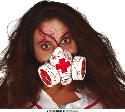 Produktbild von Arzt Und Krankenschwester Horror Maske Blutrot Schockierend Halloween Kostüm Accessoire, Farbe: Weiß