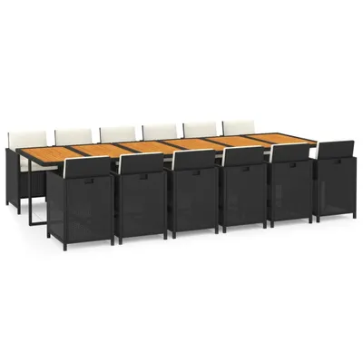 Immagine prodotto di vidaXL set da pranzo da giardino 13 pezzi con cuscini in poly rattan nero