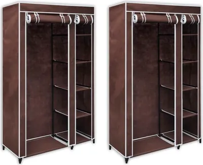 Produktbild von Stoffschrank Braun 175x110x45 cm faltbar mit aufrollbarer Tür 2er Set