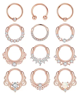 Produktbild von Dailygoody – Nasenringe – Edelstahl – 12 Stück – 16 Gauge – Geeignet für Knorpel, Helix, Tragus – Für den täglichen Gebrauch – Einzigartiges Design