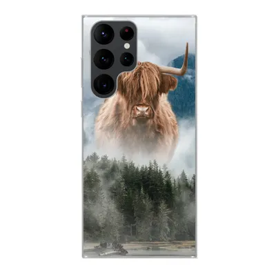 Produktbild von MuchoWow® Handyhülle Schutzhülle Hülle für Samsung Galaxy S22 Ultra Schottische Highlander - Kühe - Nebel Silikon Softcase Handy Hülle - Abbildung