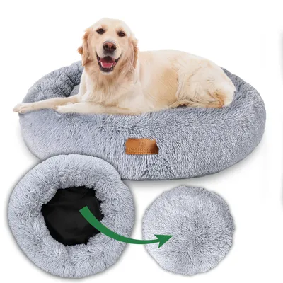 Produktbild von Veddelholzer Ø 70 cm M Hellgrau Hundebett Katzenbett Hundekissen Hundebetten in mehreren Größen Hundebett große mittelgroße kleine Hunde waschbar in hellgrau und dunkelgrau für alle Hunde & Katzen