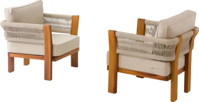 Zdjęcie produktu dla Nowoczesny beżowy fotel z tkaniny na taras i balkon