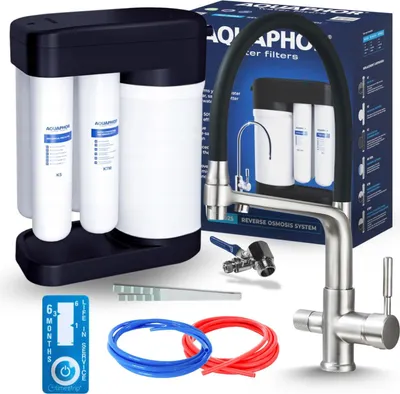 Obrázek produktu pro Filtrační systém na vodu Aquaphor Morion, reverzní osmóza pod dřez bez nádrže, 5l zásobník, s 3cestnou kuchyňskou baterií INOX