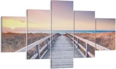 Produktbild von Bild auf Leinwand - Leinwandbild - 5 Teile - Weg Meer Brücke - 125x70cm - Wand Bild - Wanddeko - Wandbilder - Leinwanddruck - Bilder - Wanddekoration - Leinwand bilder - Wandbild - EA125x70-4948