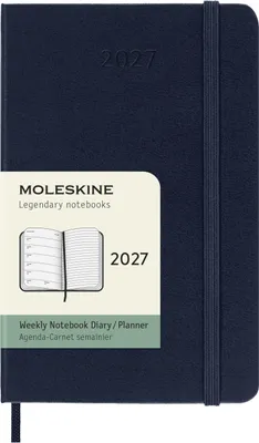 Produktbild von Moleskine 12 Monate Wochen Notizkalender 2027, Pocket/A6, 1 Wo = 1 Seite, rechts linierte Seite, Fester Einband, Saphir