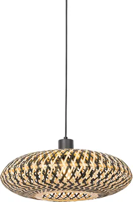 Produktbild von QAZQA - Orientalisch Orientalische Hängelampe I Pendellampe I Pendelleuchte schwarzer Bambus 40 cm - Ostrava I Wohnzimmer I Schlafzimmer - Bamboo Rund - LED geeignet E27