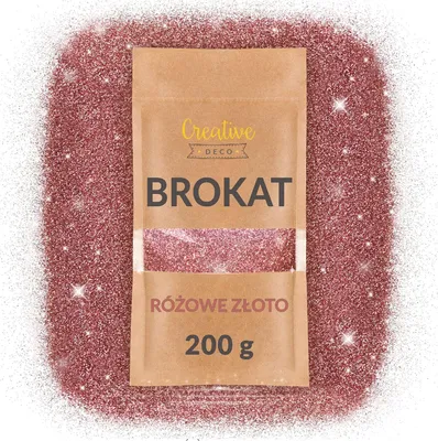 Zdjęcie produktu dla Creative Deco Brokat do farb | 200g | Różowe Złoto | idealny dodatek do lakieru do paznokci, farb i żywicy epoksydowej | Cienka Warstwa 0,2mm