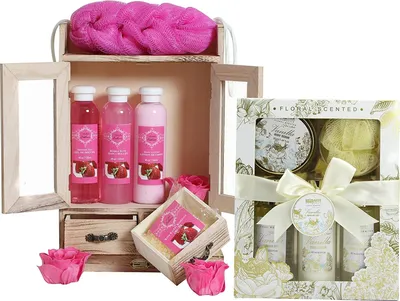 Produktbild von BRUBAKER Cosmetics Bade- und Pflegeset Erdbeer & Vanilla Rose Minze 15-teilig