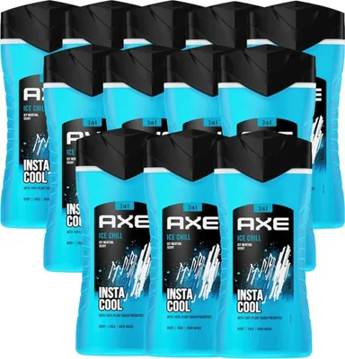 Produktbild von Axe 3-in-1 Duschgel & Shampoo Ice Chill für langanhaltende Frische und Duft nach der Dusche getestet 250 ml 12 Stück