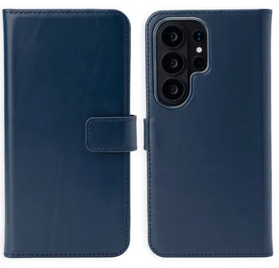Imagen del producto de Funda de Cuero Auténtico tipo Libro para Samsung Galaxy S26 Ultra - Azul oscuro