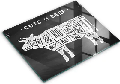 Produktbild von Abdeckung Glas - Küchenabdeckung - 40x52 cm - Abdeckplatte - Kuhfleisch, Rindfleisch