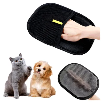 Produktbild von Set von Tierhaarentferner-Handschuhen, 2 Stück – Doppelseitiger Handschuh zur Haarentfernung für Hunde und Katzen, entfernt Haare von Teppichen, Sofas und Autositzen