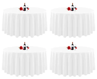 Produktbild von Runde Tischdecken 4er-Pack 229 cm Weiß Polyester Knitterfrei Waschbar