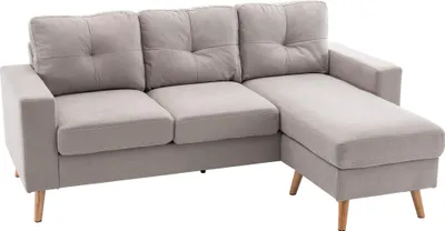 Produktbild von 3-Sitzer-Ecksofa, Leinenoptik, Wendbare Chaiselongue, 193x136x85 cm, Hellgrau