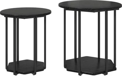 Produktbild von Beistelltisch-Set mit Regal 2 pcs Schwarz Eichen-Optik