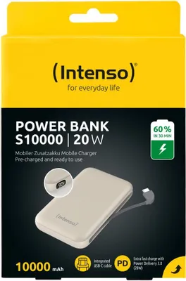 Zdjęcie produktu dla Intenso 7333031 Intenso Power Bank S 10000 mAh Beige + Integriertes USB-C