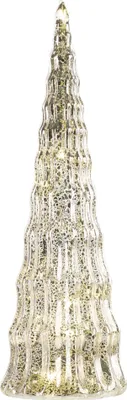 LED vánoční skleněný stromek, 27 cm, 2x CR2032, vnitřní, teplá bílá, časovač
