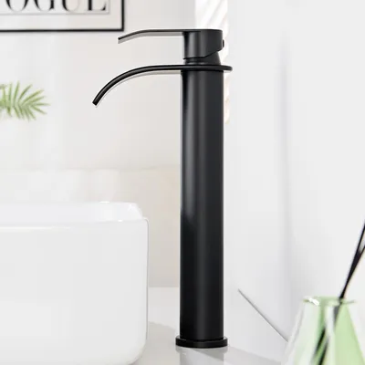 Zdjęcie produktu dla Kran czarny, ze stali nierdzewnej, o wysokości 245 mm, jednouchwytowy, do łazienki