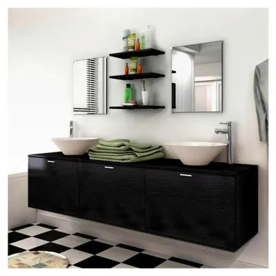 Produktbild von Badezimmermöbel-Set, 8-teilig, Schwarz