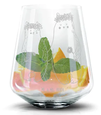 Produktbild von Mr. & Mrs. Panda Cocktailglas Bären mit Blumenkranz - Transparent - Geschenk, Cocktail Glas, Longdrinkglas, Familie, Mama, Martini, Lieblingsmensch, Tumbler, Muttertag