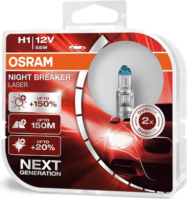 Produktbild von OSRAM NIGHT BREAKER LASER H1 P14.5s 12 V/55 W (2er Box)