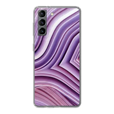 Produktbild von MuchoWow® Handyhülle Schutzhülle Hülle für Samsung Galaxy S21 Naturstein - Nahaufnahme - Weiß Silikon Softcase Handy Hülle - Softcase