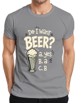Productafbeelding van Wil ik BIER? Ja, een "Bierglas, Lachen, Drinken, Feest, " heren T-shirt, grijs, maat XL