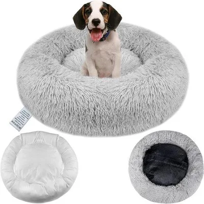 Image de Tapis pour chien avec housse amovible et revêtement lavable à l'eau, pour petits et moyens chiens - 50 cm, gris