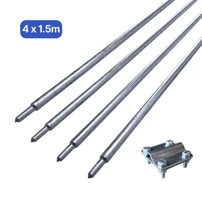 Obrázok produktu pre Uzemnenie Pre Fotovoltiku Sada 6 Metrov Pozink | 4x 1500mm Ø16mm + Konektor